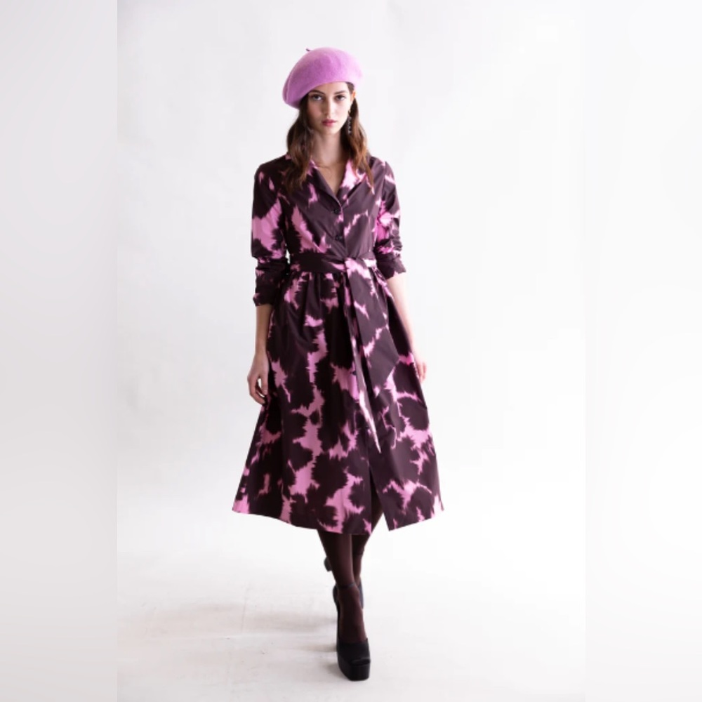 PSOPHIA NWT Printed Taffeta Long Dress - Chestnut Size XS Chic Sophisticated - Picture 1 of 9